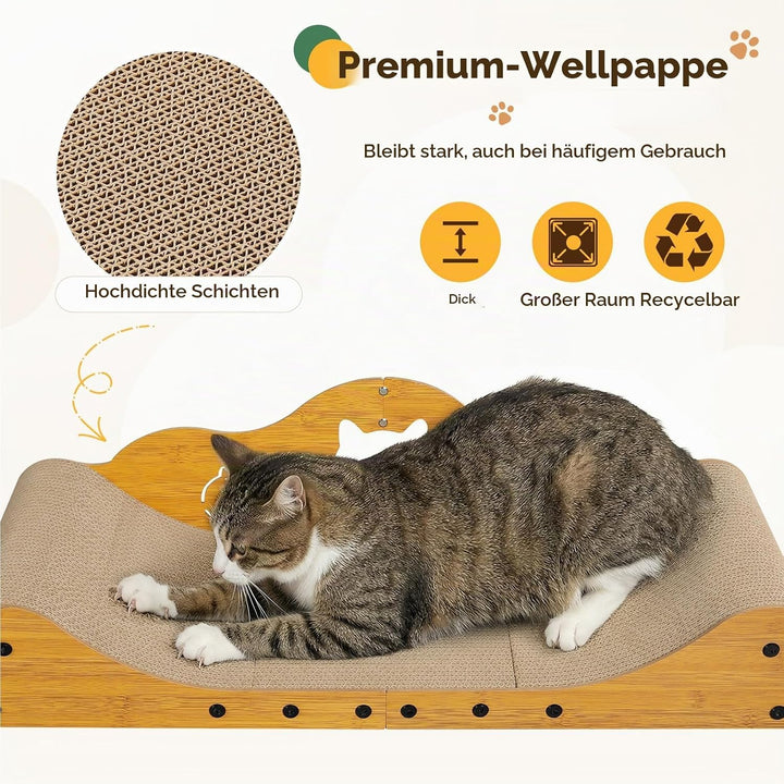 Gimars XXL Katzen Kratzbrett 78 cm im Sofa-Design, Kratzpappe für Katzen, Katzenkratzbretter &amp; Katze