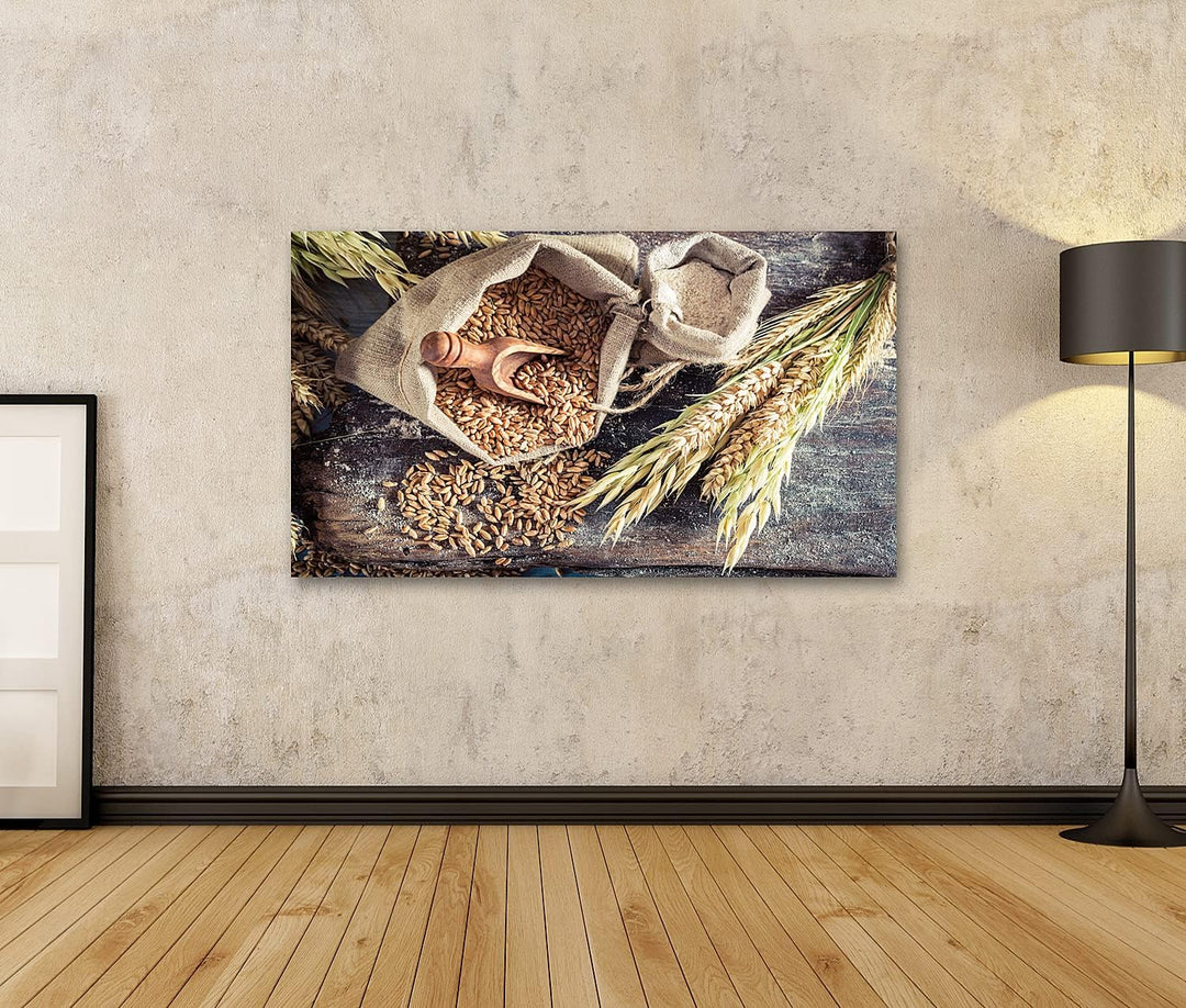 islandburner Bild auf Leinwand Gesunde Zutaten Für Brötchen Und Brot Mit Vollkorn Bilder Wandbilder