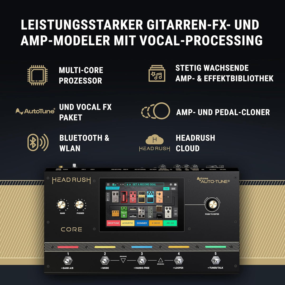 HeadRush Core - Gitarre und Vocal Multi Core Effekt Amp Modelling Prozessor mit Cloning, Looper, Ant