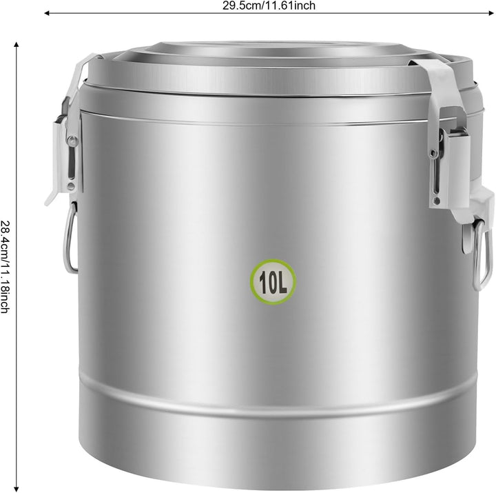 MINRS 10L Transport Thermobehälter Profi Gastro Edelstahl Thermotransportbehälter mit Tragegriffen,