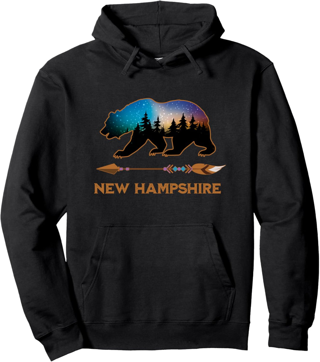 New Hampshire USA Black Bear Hiking Trails Vacation Souvenir Pullover Hoodie