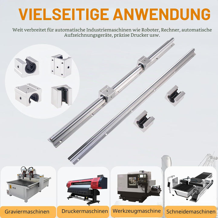 CNCYEAH 2 stücke Linear Schiene SBR16-400mm 16 MM Linearlager Schiene Gleitführung Welle + 4 Stücke