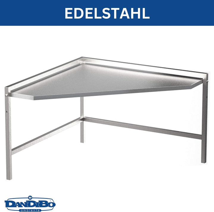 DanDiBo Eckregal Küche Arbeitsplatte Küchenregal 72x72 cm Mikrowellenregal Edelstahl 2 Stufig 96690