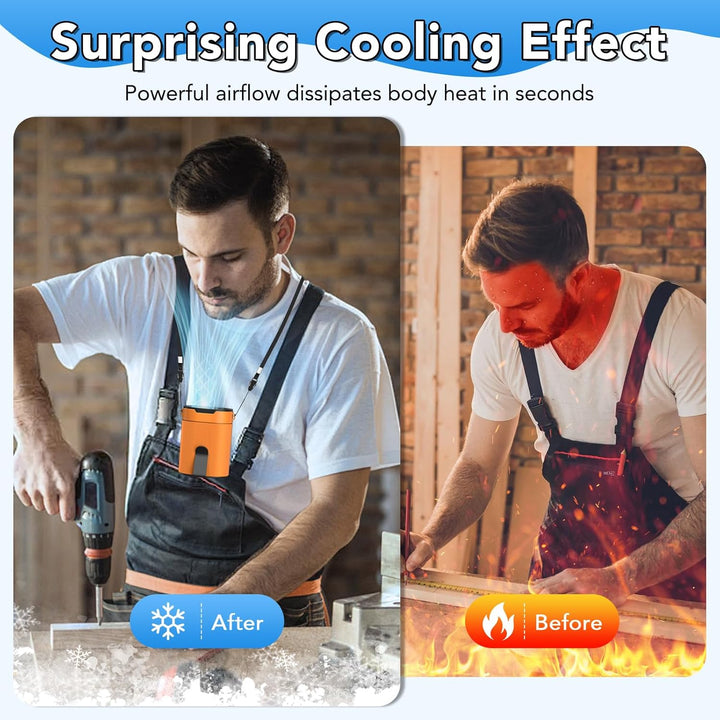 Mini Ventilator Akku Aufladbar, Tragbarer Taillen Clip Fan unter T-Shirt mit 4 Windgeschwindigkeite,
