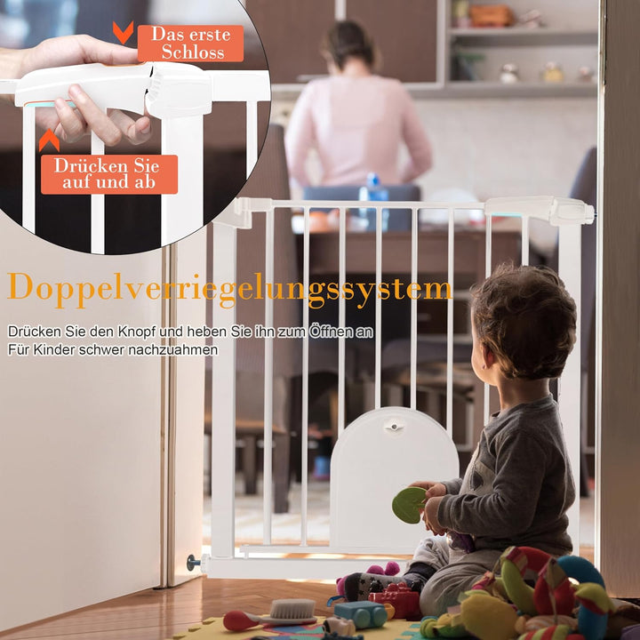Aufun Treppenschutzgitter Türschutzgitter Kinder ohne Bohren, für 75-85 cm breit, Türgitter mit Druc
