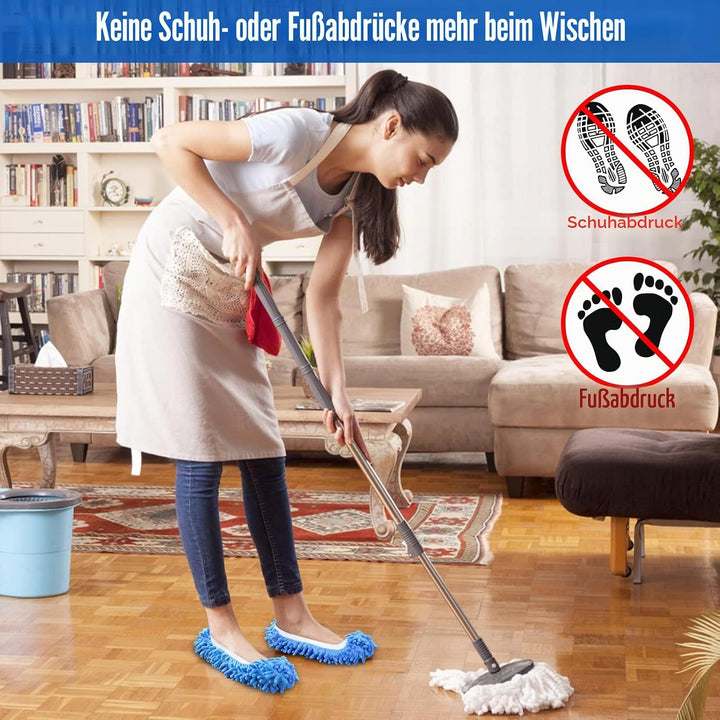10 Stück Wischmopp-Hausschuhe für Bodenreinigung, waschbar, wiederverwendbar, Mikrofaser-Staubmopp-S