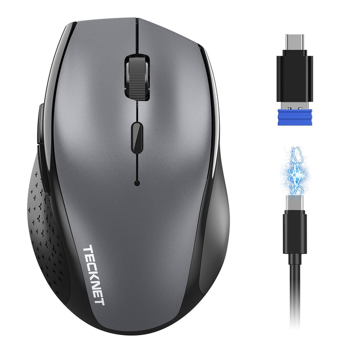 TECKNET PRO Bluetooth Maus Kabellos(2 BT 5.0+ 2,4 GHz) 6400 DPI Funkmaus | Wiederaufladbare, 6 Stufe