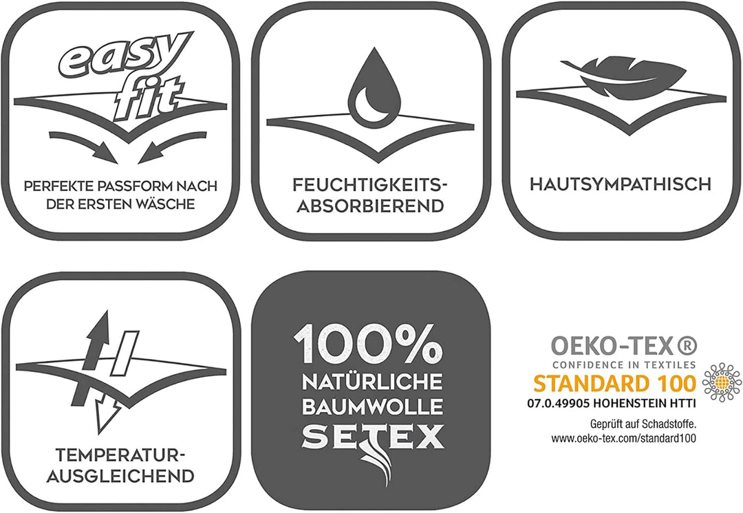 SETEX Kalmuck Matratzenschutz, 90 x 200 cm grosser Matratzenschoner, Eckgummis, 100 % Baumwolle, Cla