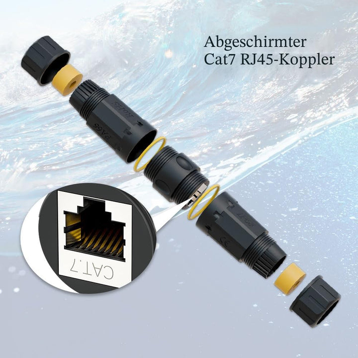 FGB 10Gbps RJ45 Kupplung Cat7 IP68 Wasserdicht Ethernet Kupplung Netzwerkkabel Verbinder Verlegekabe