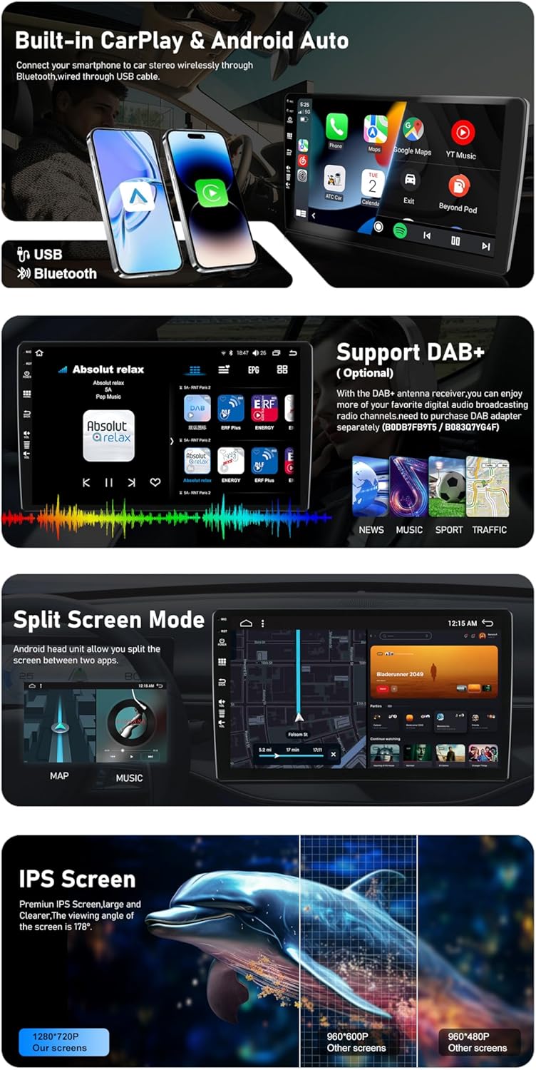 JOYX Android 10 Autoradio Passt für VW Passat/Golf/Skoda/Seat - GPS 2 Din - Rückfahrkamera Canbus KO