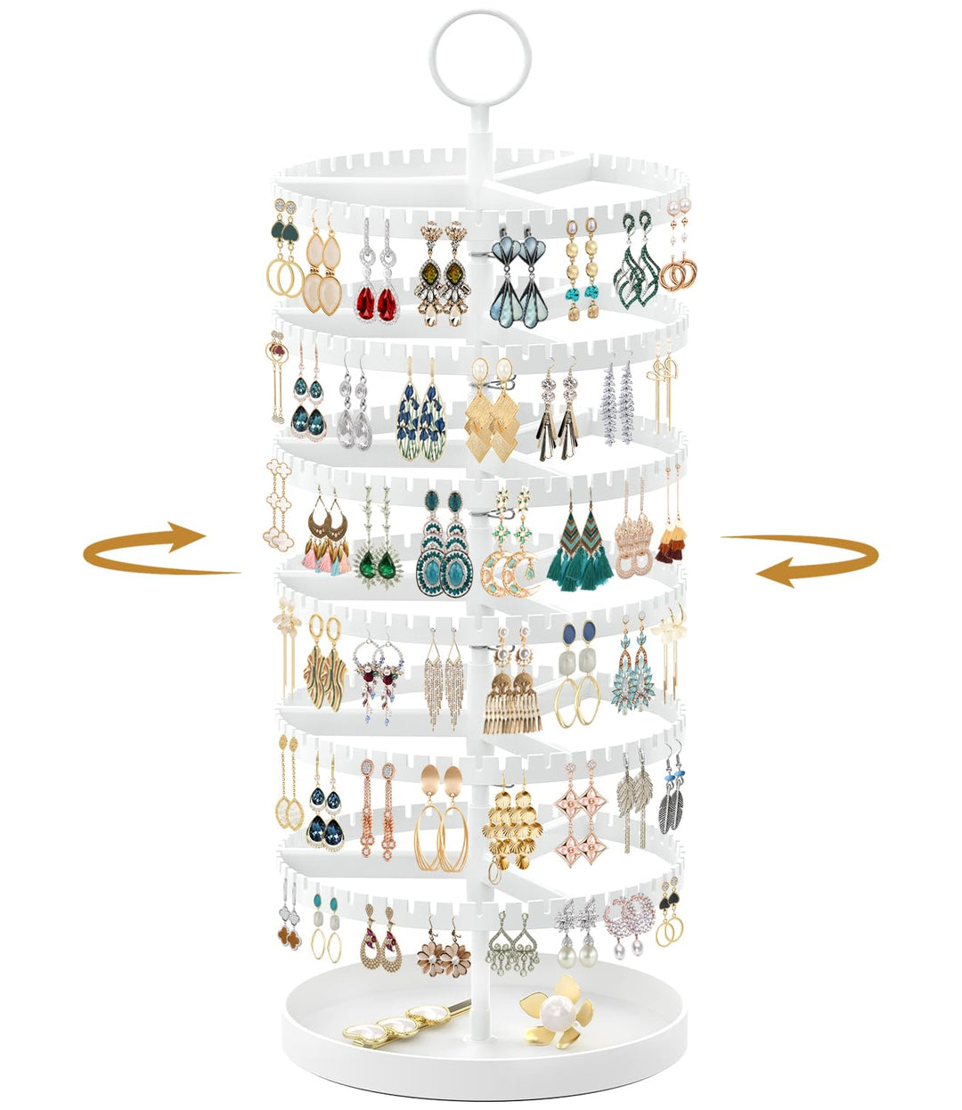 Drehender Ohrring Ständer Halter Organizer Display mit Metalltablett, 6-Stufiger Ladies Verstellbare