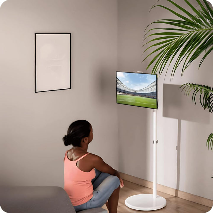 Spacetronik Mobiler TV Ständer Weiss Rollbar für 17–35 Zoll Monitor & Fernseher, Mobiler TV Standfus