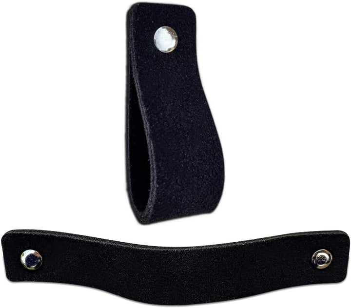 Brute Strength - Ledergriffe für Möbel - Wildleder - Schwarz - 12 Stück - 16,5 x 2,5 cm - Schrankgri
