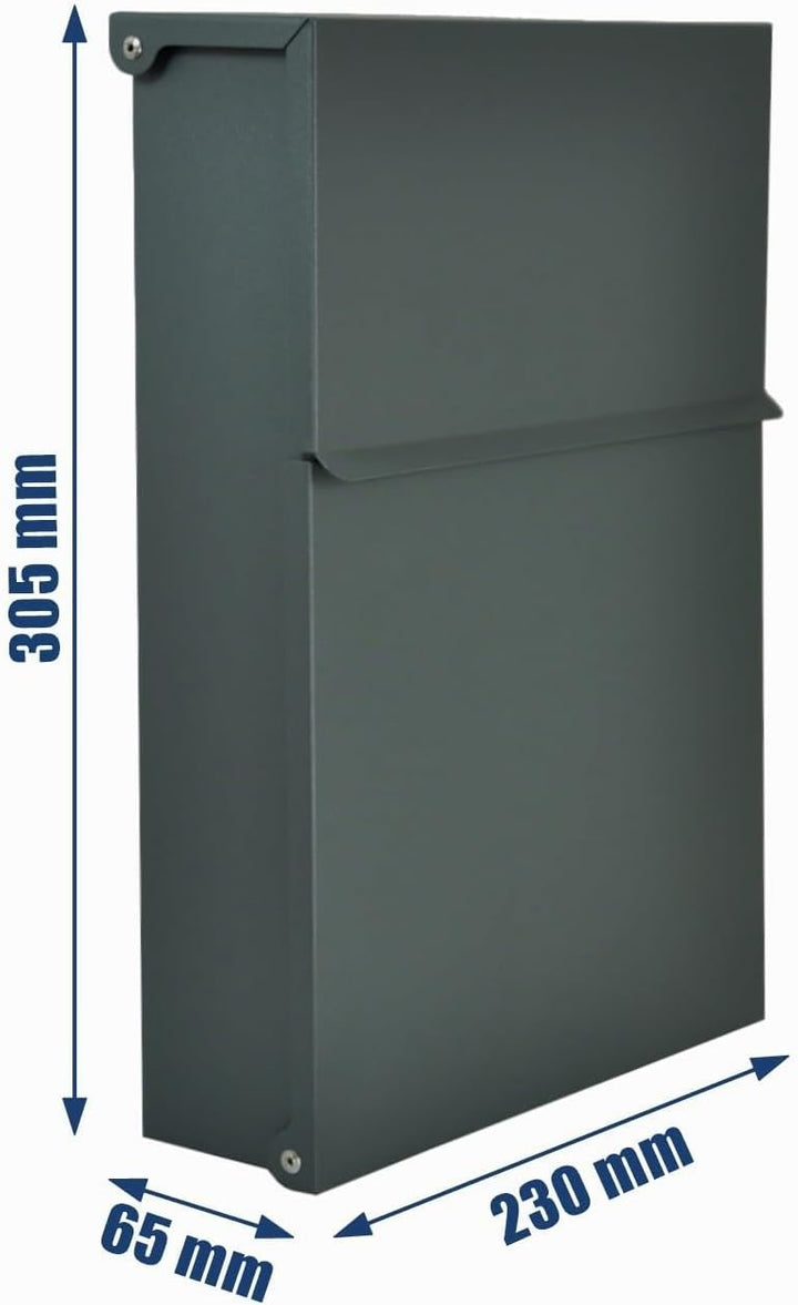 Designer Briefkasten Wandbriefkasten Postkasten ohne Zeitungsfach Anthrazitgrau Matt RAL 7016 Mini 3