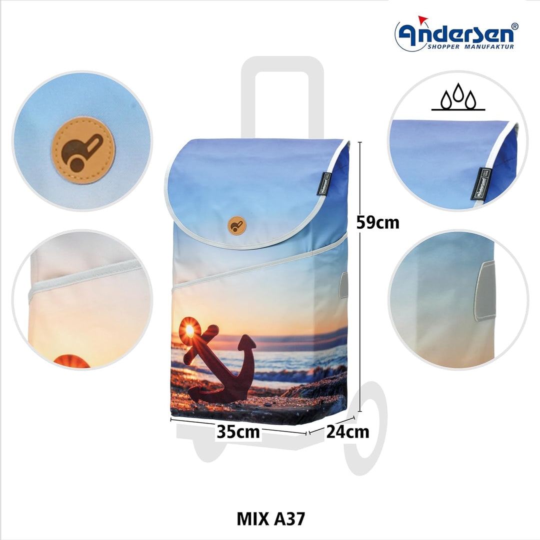 Andersen Einkaufstrolley - 46 Liter - höhenverstellbar - Aufhängung für Einkaufswagen - belastbar 40