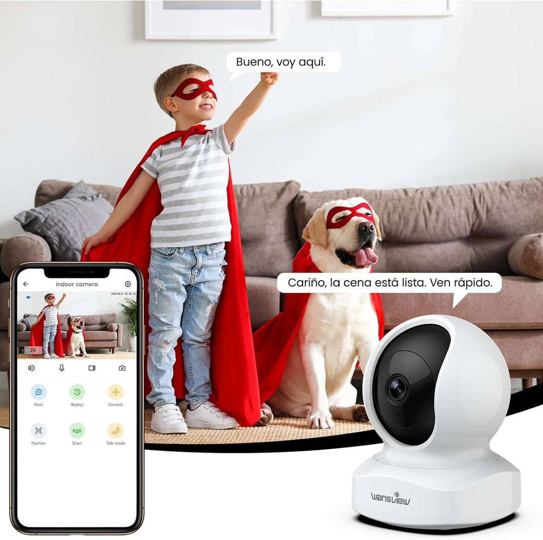 Wansview WLAN IP Kamera,1080P Überwachungskamera innen, 2.4Ghz WiFi schwenkbare Haustier Kamera , Ba