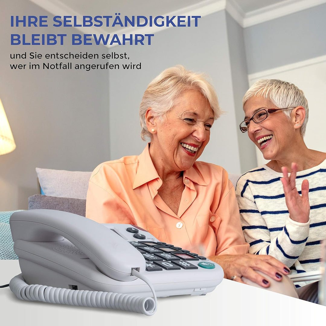 Maxcom KXT481SOS: Seniorentelefon mit Funk Notruf Sender und grossen Tasten extra laut; schnurgebund