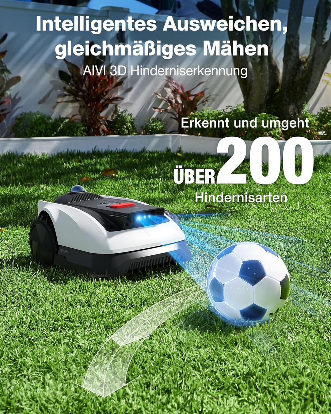 ECOVACS Goat O1200 LiDAR PRO Mähroboter ohne Begrenzungskabel, 1.200 m², 360° Dual-LiDAR-Navigation,
