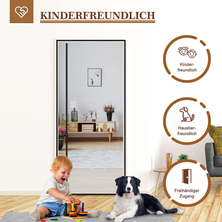 Yotache Fliegengitter Balkontür Magnet 80x200cm Fliegengitter Balkontür Seitliche Öffnung, Fliegengi
