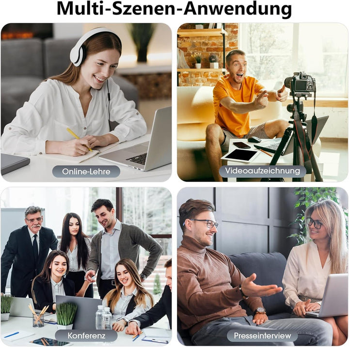 Wireless Lavalier Mikrofon für iPhone/Handy/Kamera/Computer - 4 in 1 Ansteckmikrofon Kabellos mit Po