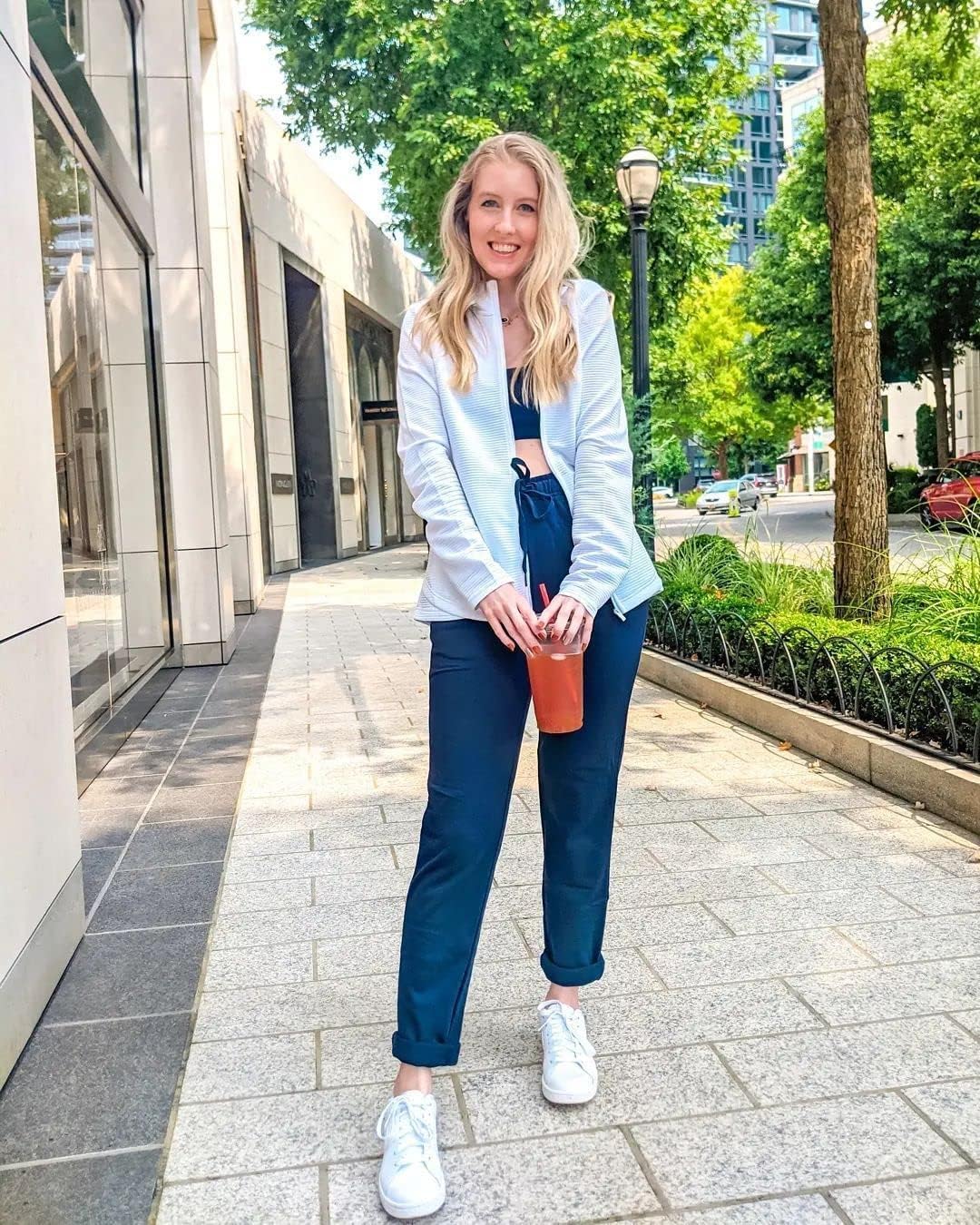 OUGES Jogginghose Damen Sporthose Lang Hose Baumwolle Freizeithose Trainingshose mit Taschen für Fra