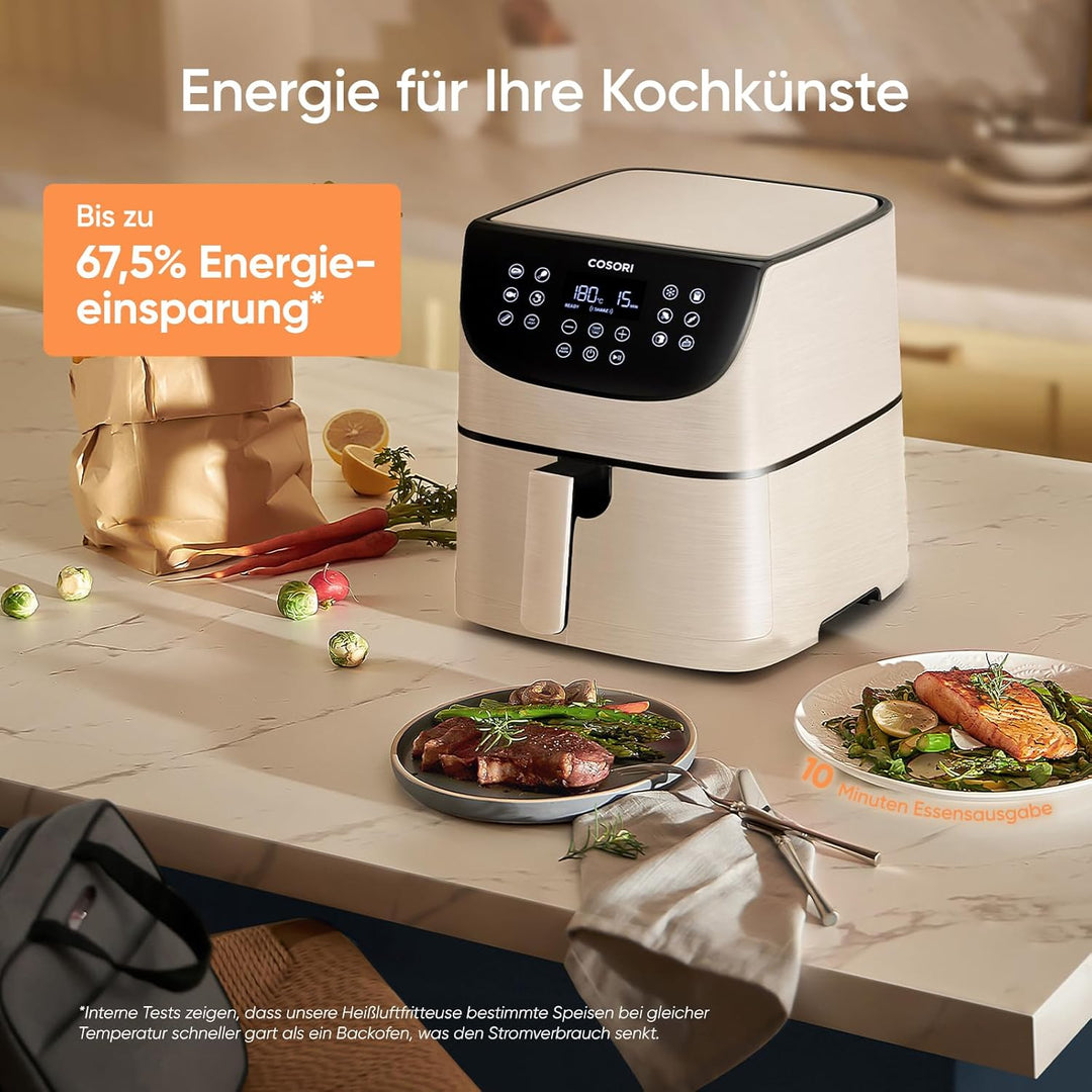 COSORI Heissluftfritteuse 5,5L XXL Weiss Friteuse Heissluft Fritteusen Air Fryer mit Digitalem LED-T