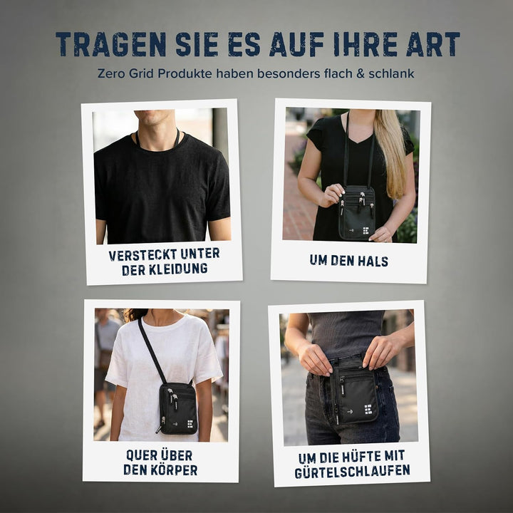 Brusttasche Brustbeutel mit RFID Blocker Reisegeldbeutel Reisedokumententasche EINWEG Einheitsgrösse