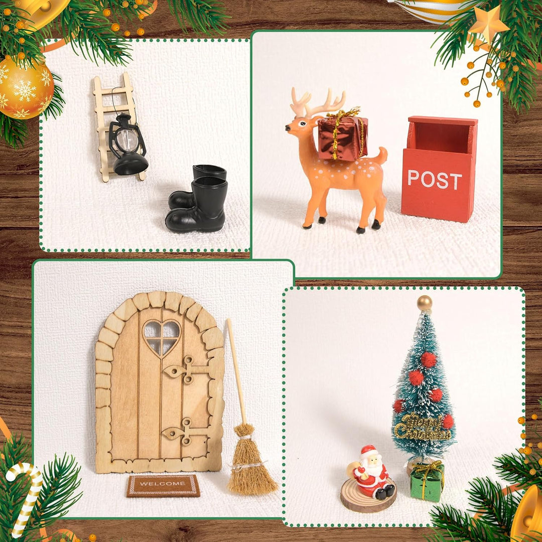 FFZZKJ Wichteltür Zubehör Weihnachten Set 46Pcs Weihnachtswichtel Tür Komplettset mit Licht Weihnach