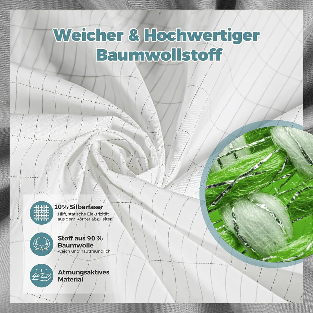 RIQINXIN Silberfaser Erdungsmatte Atmungsaktive Erdungsbettmatte für Besseren Schlaf Erdungsbettlake