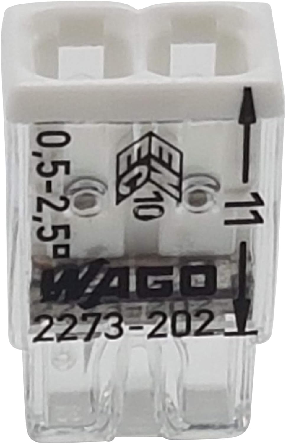 WAGO Wago 2273-202 Kompaktklemme, 0,5-2,5 mm, 2-polig, transparent, weiss, 100 Stück