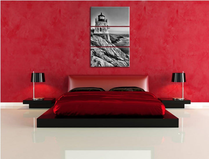 Pixxprint Kleiner Dicker Leuchtturm als Leinwandbild/Grösse: 3 Teilig (120x80) cm/Wandbild/Kunstdruc