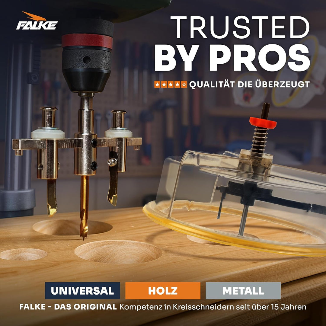 Falke Kreisschneider FKS-H 200 - Universal für Holz, Kunststoff, Gipskarton | Durchmesser stufenlos