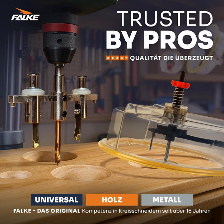 Falke Kreisschneider FKS-H 200 - Universal für Holz, Kunststoff, Gipskarton | Durchmesser stufenlos