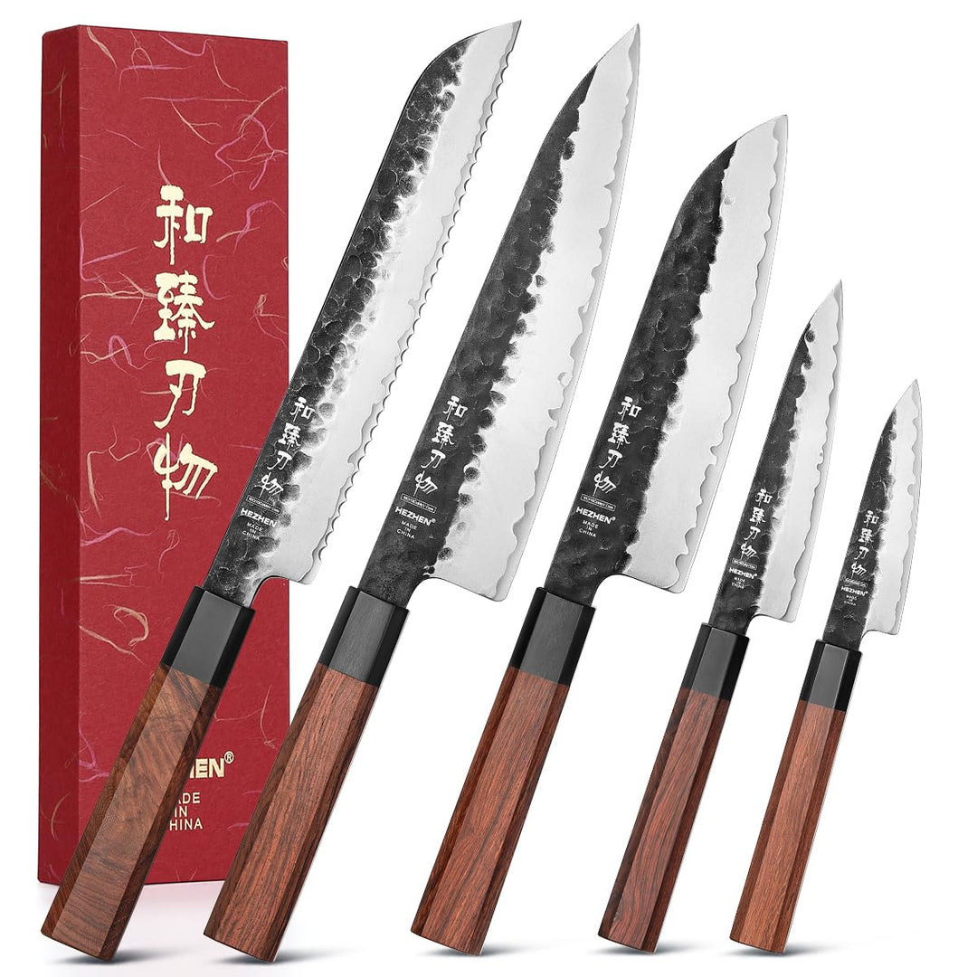HEZHEN Messerset Profi Küchenmesser Kochmesser Set, Hartstahl Ultra Scharfes Messer Set Chefmesser,