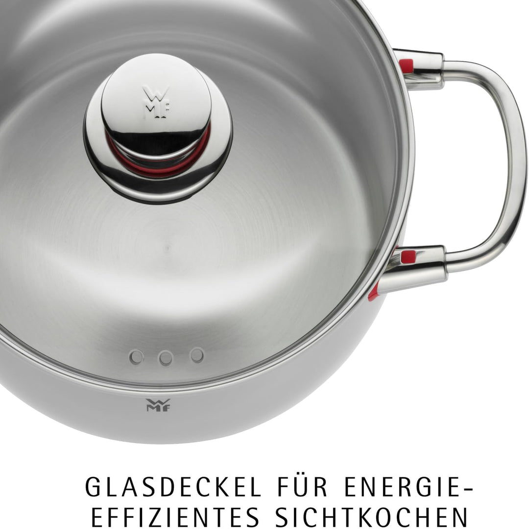 WMF Quality One Topfset Induktion 6-teilig, Kochtopf Set mit Glasdeckel, Cromargan Edelstahl poliert