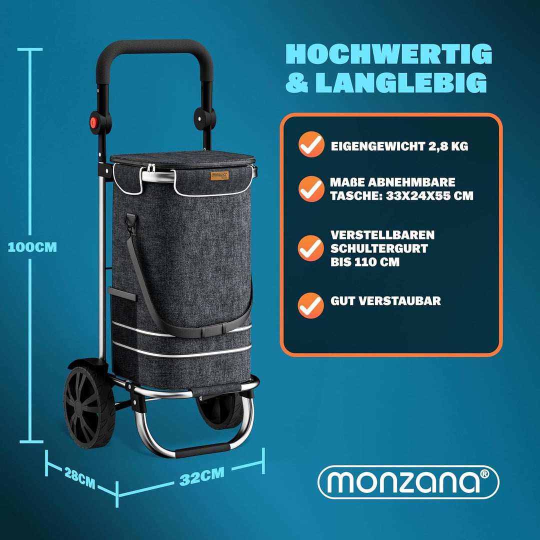Monzana 2in1 Einkaufstrolley 56L bis 50 kg klappbar abnehmbare Tasche Handwagen Einkaufswagen Einkau