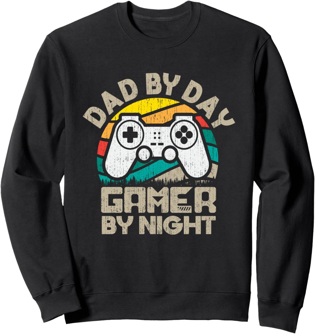 Dad By Day Gamer By Night Vintage Gaming Sweatshirt