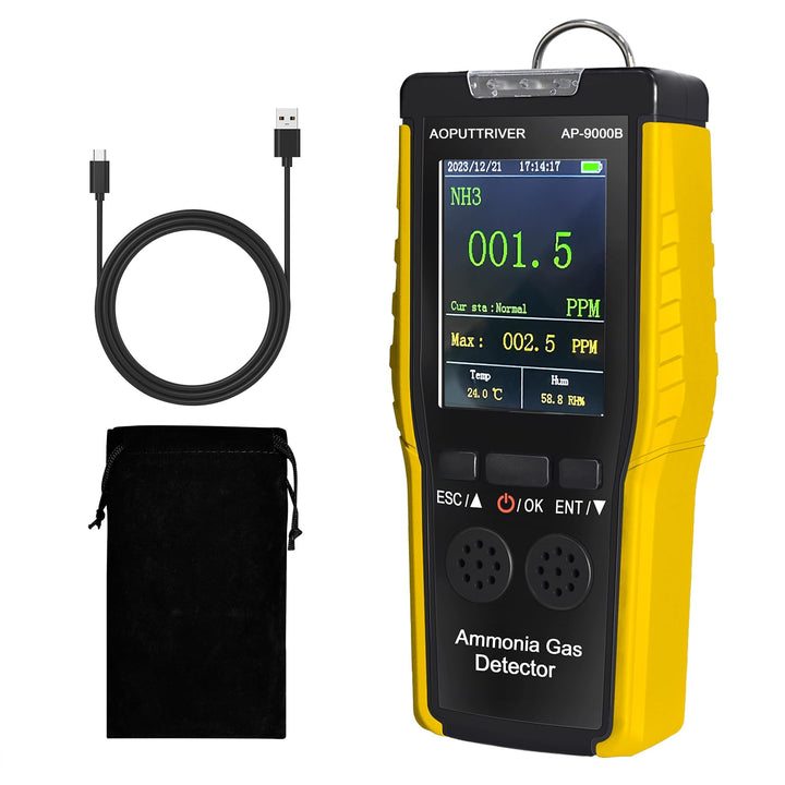Ammoniak Gas Detektor 9000B, 0~100PPM Akustischer Optischer Alarm NH3 Luftqualitätsmessgerät für Ind