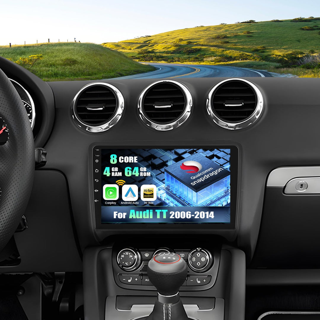 CAMECHO Android 15 Qualcomm Octa Core 4G+64G Autoradio für Audi TT MK2 8J mit Carplay Android Auto N