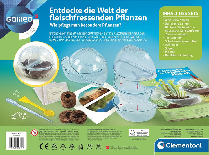 Clementoni Galileo Lab Entdecke die Welt der fleischfressenden Pflanzen - Experimentierkasten mit Sa