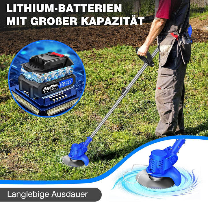 Akku Rasentrimmer mit Akku 21V Freischneider Elektrischer Rasentrimmer Mit Batterien Akku Motorsense