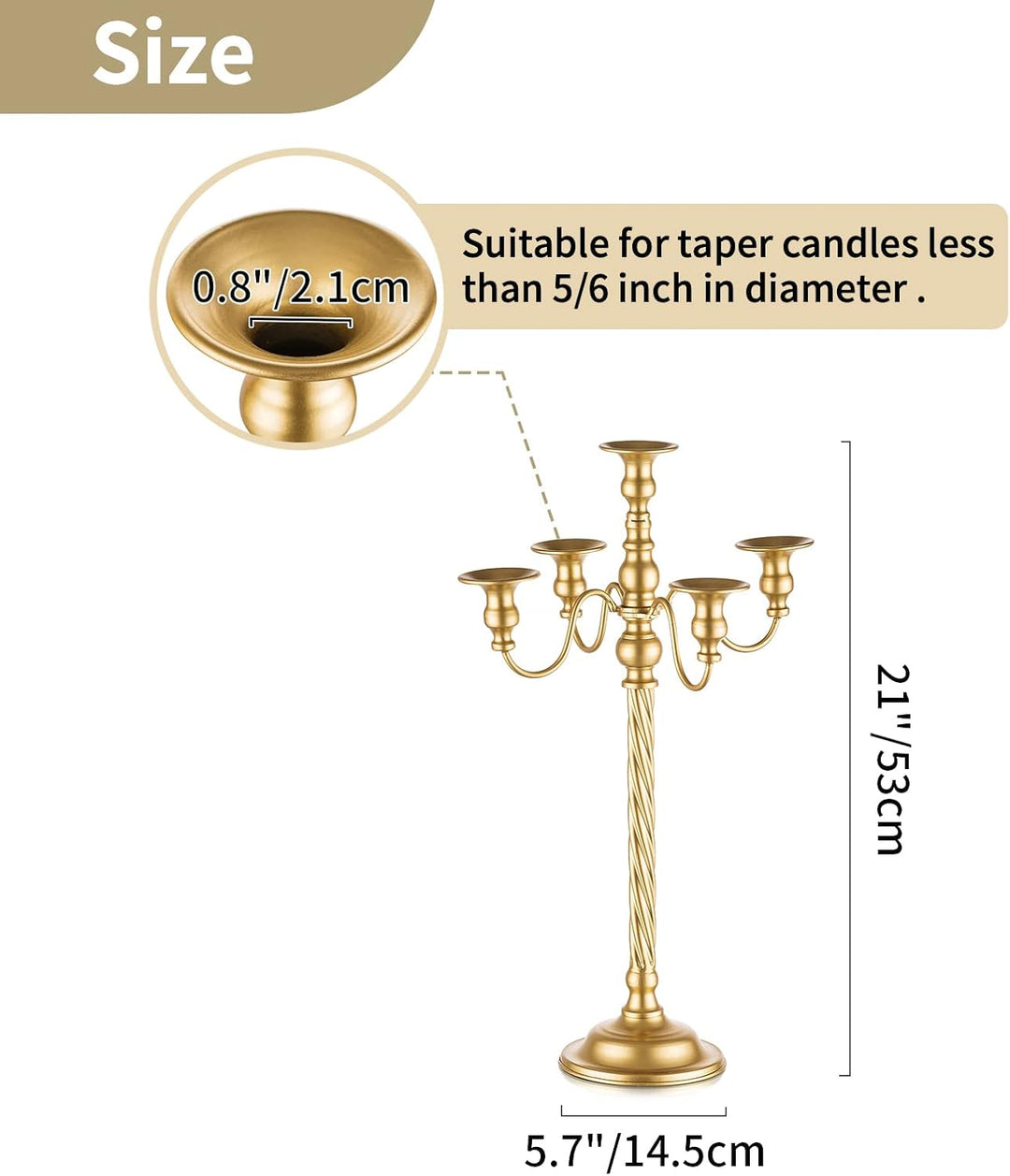 Nuptio Kandelaber Kerzenständer Gold: 53cm Vintage Metall Kandelaber für Tisch Tafelaufsatz Candlear