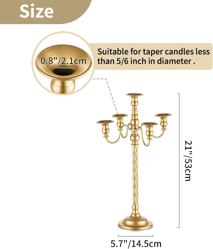 Nuptio Kandelaber Kerzenständer Gold: 53cm Vintage Metall Kandelaber für Tisch Tafelaufsatz Candlear