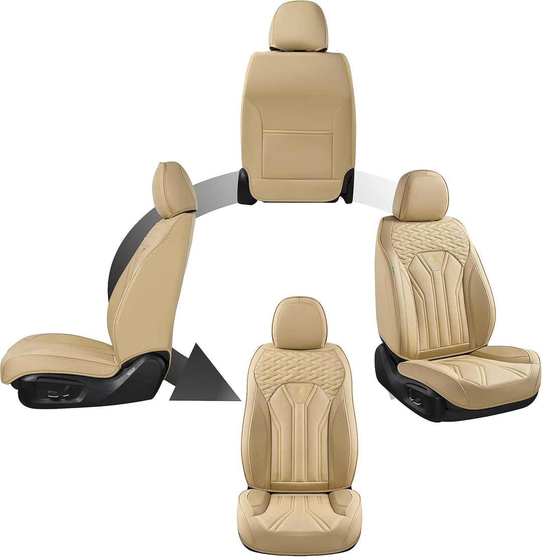FLORICH Autositzbezüge Leder, Vorder- und Rücksitzbezüge, 5 Stück, komplettes Set, universell passen