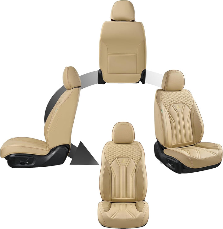 FLORICH Autositzbezüge Leder, Vorder- und Rücksitzbezüge, 5 Stück, komplettes Set, universell passen