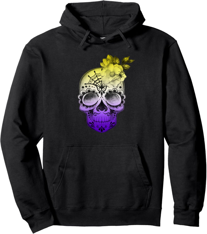 Nonbinärer Zuckerschädel Halloween Dia De Los Muertos Pullover Hoodie