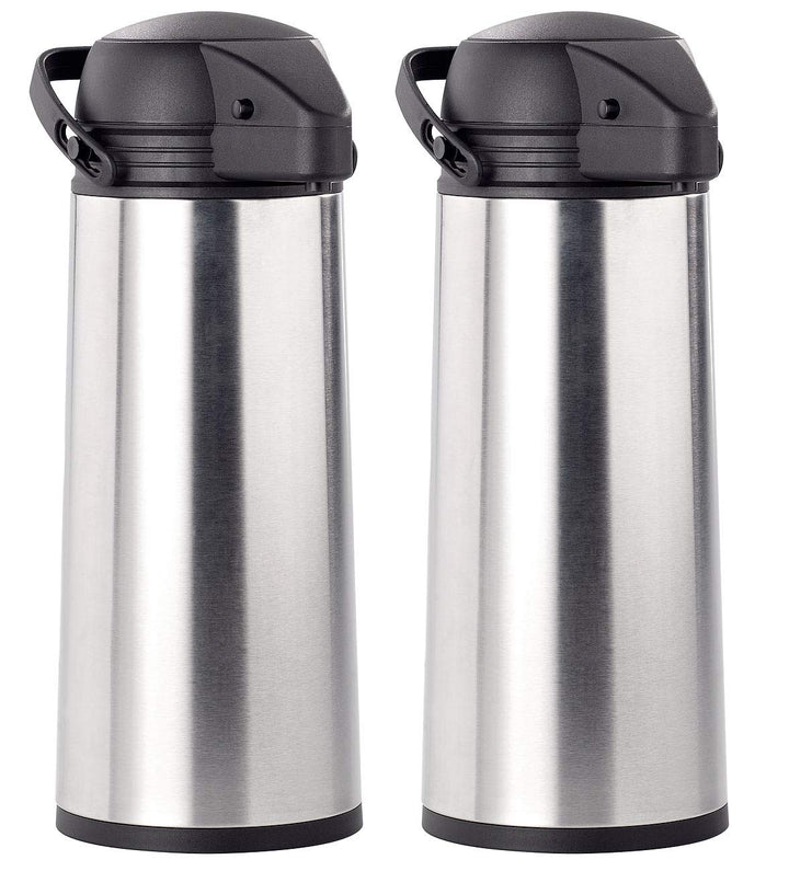 Rosenstein & Söhne Partyzubehör: 2er Pack Edelstahl-Pump-Vakuum-Isolierkanne, 1,9 Liter (Thermo-Pump