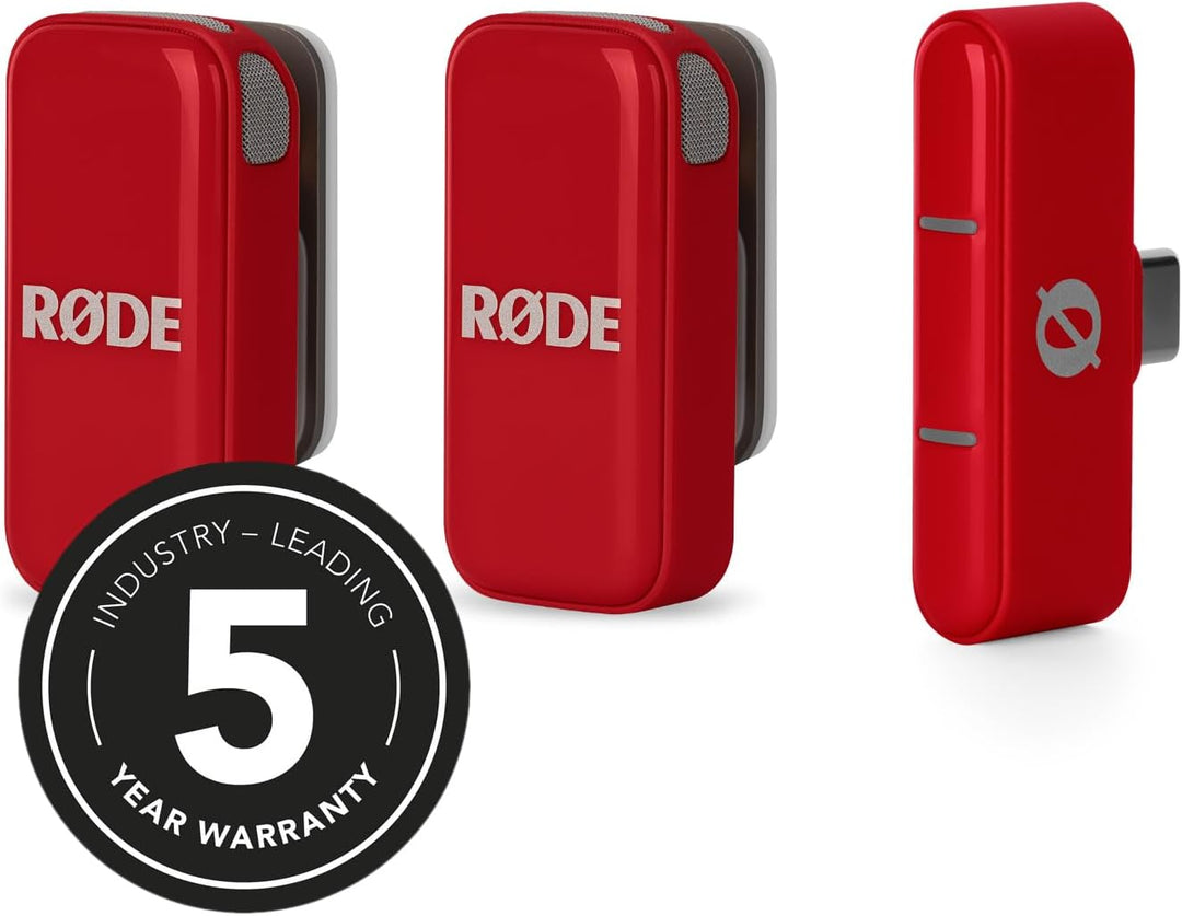 Rode Wireless Micro Drahtloses Mikrofon-System USB-C für Smartphones Rot mit keepdrum Soft-Case Tasc