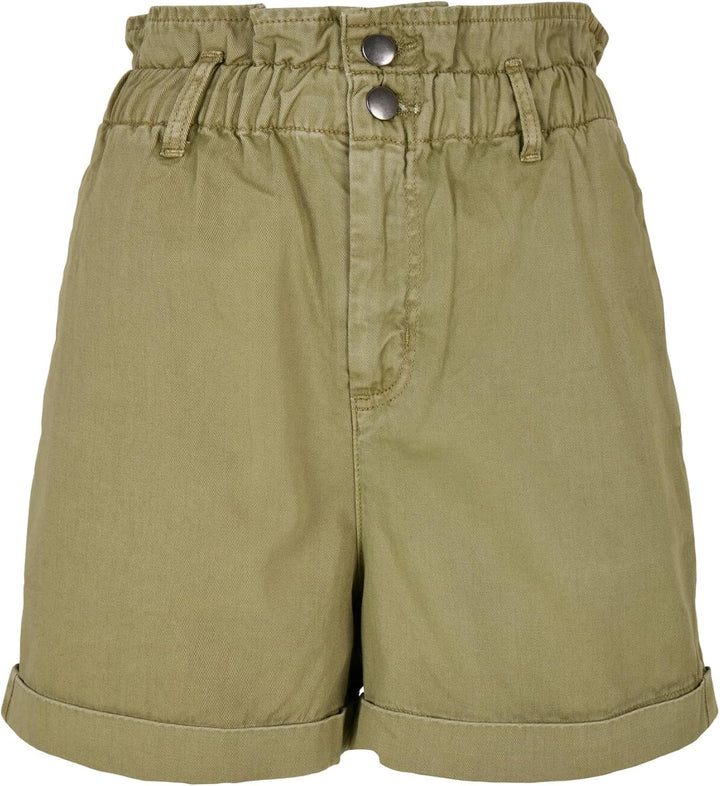 Urban Classics Damen Ladies Paperbag Shorts 27 Khaki, 27 Khaki