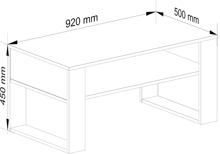 AKORD Couchtisch Holz DOMI mit einem Regal | 92x45x53cm | Für Wohnzimmer | Schlafzimmer Schrank | Mi
